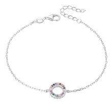 Load image into Gallery viewer, Silver Multicolour CZ Halo Bracelet
