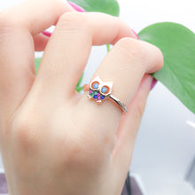 Load image into Gallery viewer, Rose Gold & Rainbow CZ Owl Ring