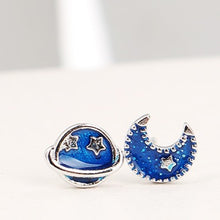 Load image into Gallery viewer, Blue Planet & Star Earrings