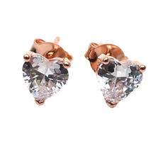 Load image into Gallery viewer, Rose Gold Heart Earrings