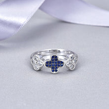 Load image into Gallery viewer, Sapphire CZ Clover Ring