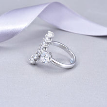 Load image into Gallery viewer, CZ Crystal Harp Ring Silver