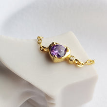 Load image into Gallery viewer, Amethyst Heart Adjustable Chain Ring