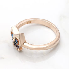Load image into Gallery viewer, Rose Gold & Rainbow CZ Owl Ring
