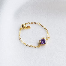 Load image into Gallery viewer, Amethyst Heart Adjustable Chain Ring