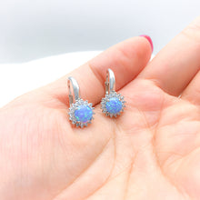 Load image into Gallery viewer, Aquamarine Opal Sleeper Earrings