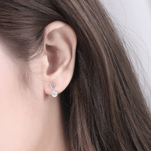 Load image into Gallery viewer, Silver Halo Heart Crystal Pendant Earrings