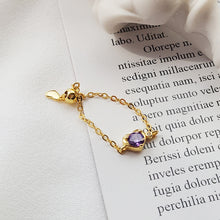 Load image into Gallery viewer, Amethyst Heart Adjustable Chain Ring
