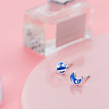 Load image into Gallery viewer, Blue Planet & Star Earrings