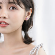 Load image into Gallery viewer, Magenta Stone Heart Earrings