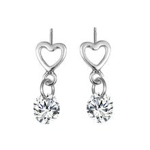 Load image into Gallery viewer, Silver Halo Heart Crystal Pendant Earrings