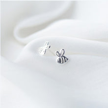 Load image into Gallery viewer, Tiny Silver Bee Earrings