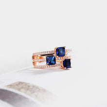 Load image into Gallery viewer, Sapphire Trinity Ring Rose
