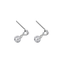 Load image into Gallery viewer, Silver Halo Heart Crystal Pendant Earrings