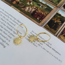 Load image into Gallery viewer, Golden Sun Charm Hoops