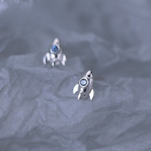 Load image into Gallery viewer, Sapphire Spaceship Earrings
