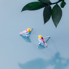 Load image into Gallery viewer, Colourful Silver & Enamel Bird Earrings