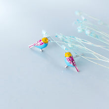 Load image into Gallery viewer, Colourful Silver & Enamel Bird Earrings