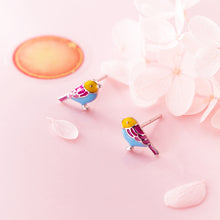 Load image into Gallery viewer, Colourful Silver & Enamel Bird Earrings