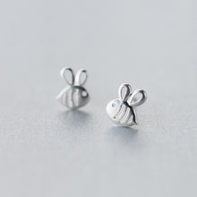 Load image into Gallery viewer, Tiny Silver Bee Earrings