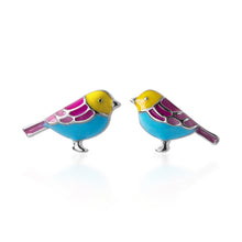 Load image into Gallery viewer, Colourful Silver & Enamel Bird Earrings