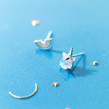 Load image into Gallery viewer, Rainbow Unicorn Asymmetrical Earrings