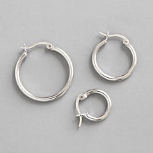 Load image into Gallery viewer, Plain Silver Hoops