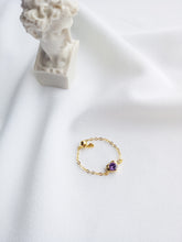 Load image into Gallery viewer, Amethyst Heart Adjustable Chain Ring