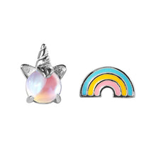 Load image into Gallery viewer, Rainbow Unicorn Asymmetrical Earrings