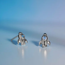 Load image into Gallery viewer, Sapphire Spaceship Earrings