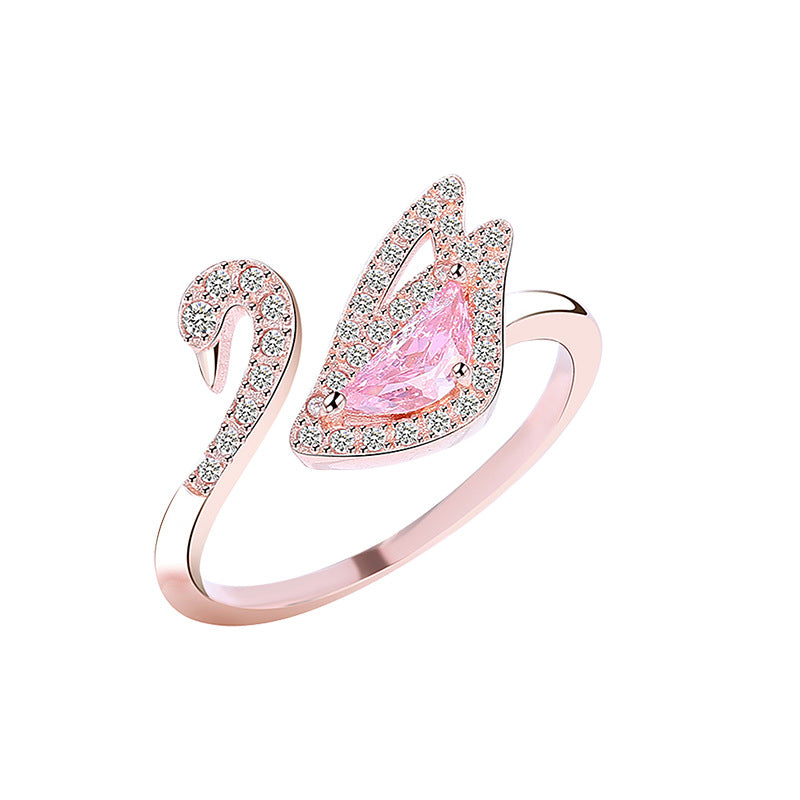 Pink CZ Swan Ring
