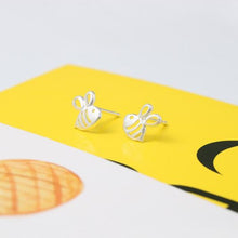 Load image into Gallery viewer, Tiny Silver Bee Earrings