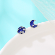 Load image into Gallery viewer, Blue Planet &amp; Star Earrings
