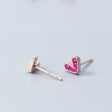 Load image into Gallery viewer, Magenta Stone Heart Earrings