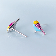 Load image into Gallery viewer, Colourful Silver & Enamel Bird Earrings