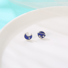 Load image into Gallery viewer, Blue Planet & Star Earrings