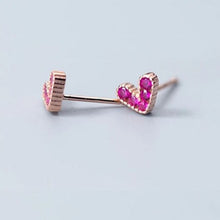 Load image into Gallery viewer, Magenta Stone Heart Earrings