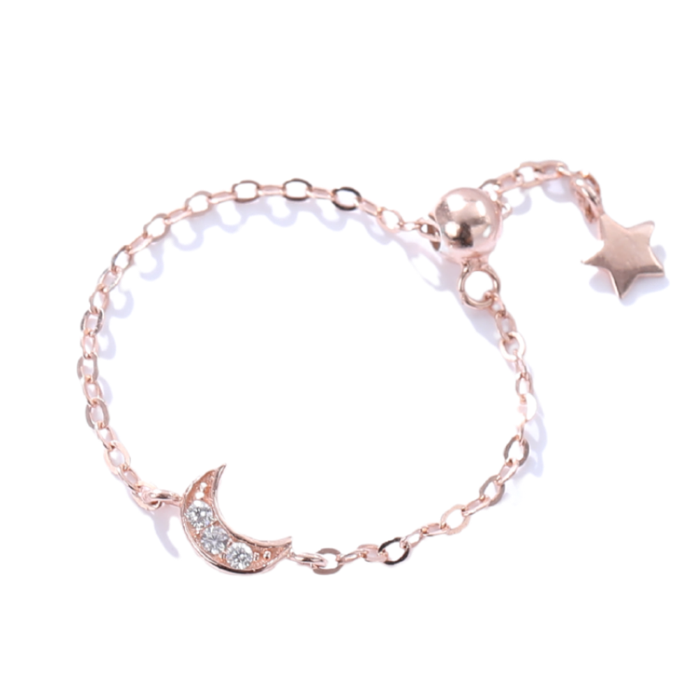 Crescent Moon Adjustable Chain Ring