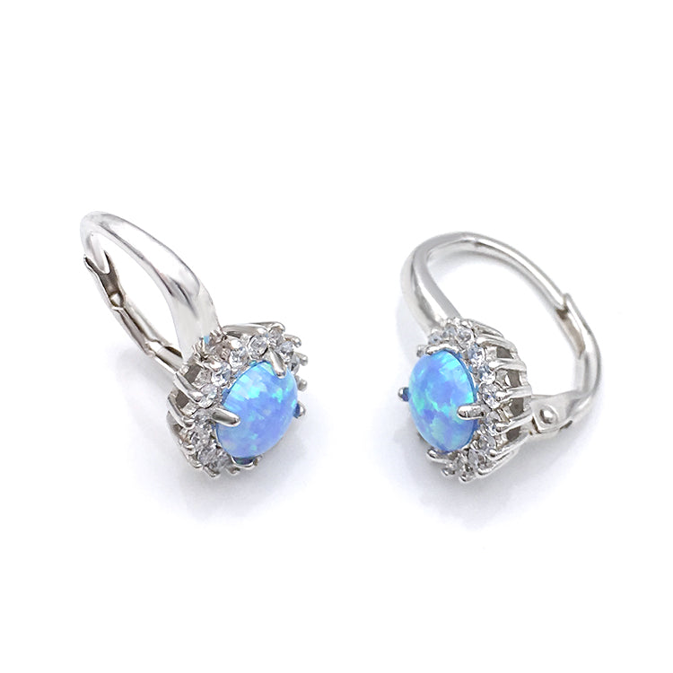 Aquamarine Opal Sleeper Earrings