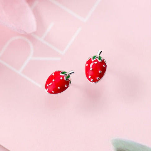 Tiny Strawberry Earrings