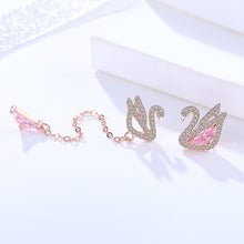 Load image into Gallery viewer, Pink CZ Swan Earrings
