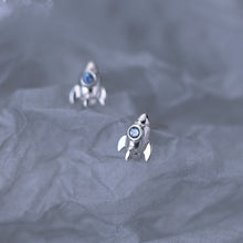 Load image into Gallery viewer, Sapphire Spaceship Earrings
