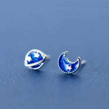Load image into Gallery viewer, Blue Planet &amp; Star Earrings
