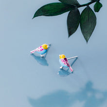Load image into Gallery viewer, Colourful Silver &amp; Enamel Bird Earrings
