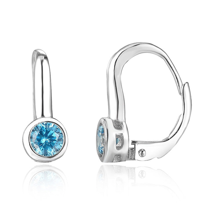 Aquamarine Bezel Hinged Earrings
