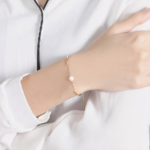 Load image into Gallery viewer, Champagne Gold &amp; Pearl Adjustable Cuff Bracelet
