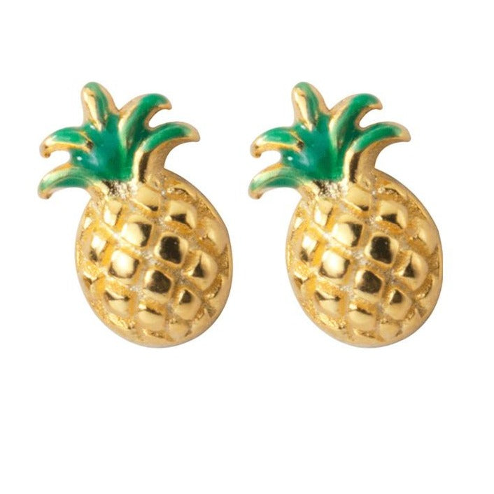 Tiny Gold Pineapple Earrings