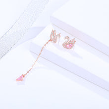 Load image into Gallery viewer, Pink CZ Swan Earrings
