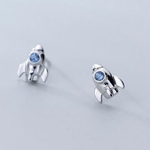 Load image into Gallery viewer, Sapphire Spaceship Earrings
