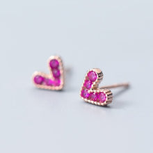 Load image into Gallery viewer, Magenta Stone Heart Earrings
